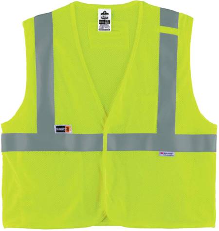 Ergodyne GloWear 8260FRHL Hi-Vis FR Safety Vest - Class 2, NFPA 70E, Mesh, Hook + Loop