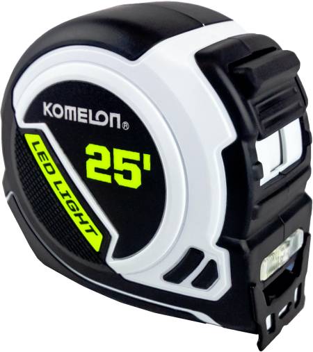 Komelon 25' Ultra-Compact Measuring Tape with Built in LED Light