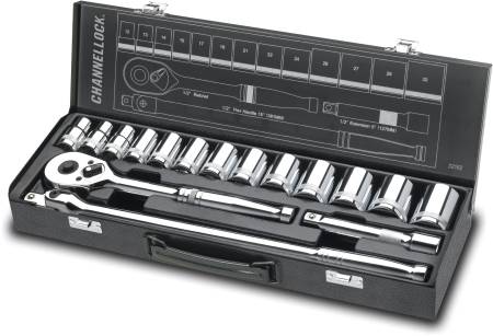 Channel Lock 16pc 1/2" DR Metric Set, Socket Set, Metal Box