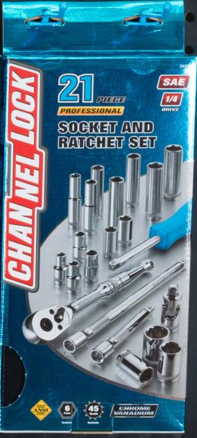 Channel Lock 21pc 1/4" DR SAE Set, Socket Set, Metal Box
