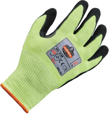 Ergodyne ProFlex 7041 Hi-Vis Nitrile-Coated Cut-Resistant Gloves - ANSI A4, WSX Wet Grip