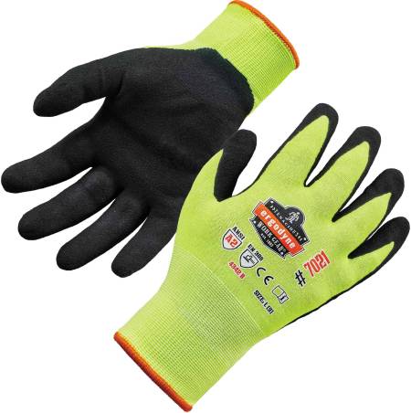 Ergodyne ProFlex 7021 Hi-Vis Nitrile-Coated Cut-Resistant Gloves - ANSI A2, WSX Wet Grip