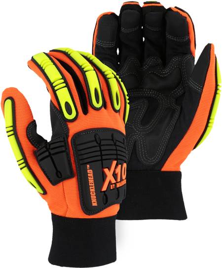 Sportex Knucklehead X10 Armor Skin™ Mechanics Glove, Orange