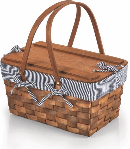 Picnic Time Kansas Handwoven Wood Picnic Basket