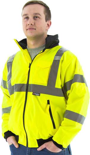 Sportex Hi-Viz Waterproof Jacket with Fleece Liner, ANSI 3, Yellow