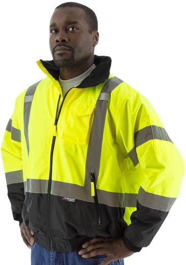 Sportex Hi-Viz Waterproof Jacket w Removable Liner, ANSI 3, Yellow/Black