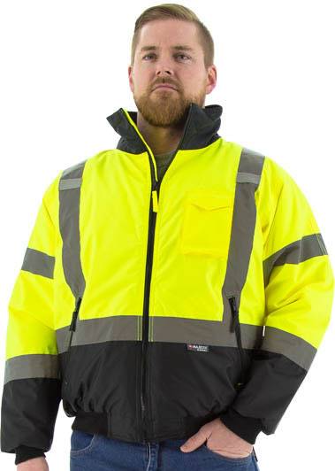 Sportex Hi-Viz Waterproof Jacket with Quilted Liner, ANSI 3, Yellow/Black