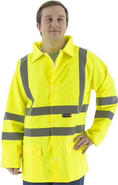 Sportex Hi-Viz Waterproof Rain Jacket, ANSI 3, Yellow