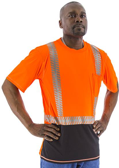 Sportex Hi-Viz snag resistant T-Shirt, ANSI 2, Orange/Black