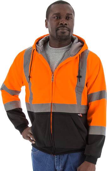 Sportex Hi-Viz Hooded Sweatshirt with TEFLON®, ANSI 3, Orange/Black