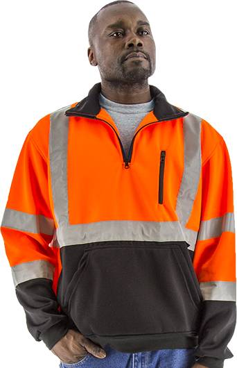 Sportex Hi-Viz 1/4 Zip Sweatshirt with TEFLON®, ANSI 3, Orange/Black