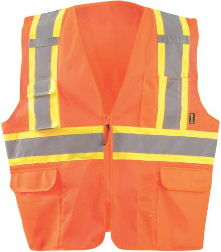 Occunomix Mesh Two-Tone Surveyor X-Back Vest W/Zipper