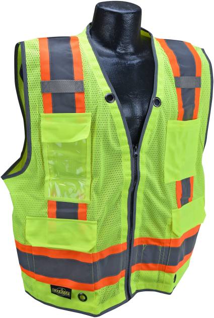 Sportex SV6H Type R Class 2 Heavy Duty Two Tone Mesh Surveyor Vest with Solid Pockets